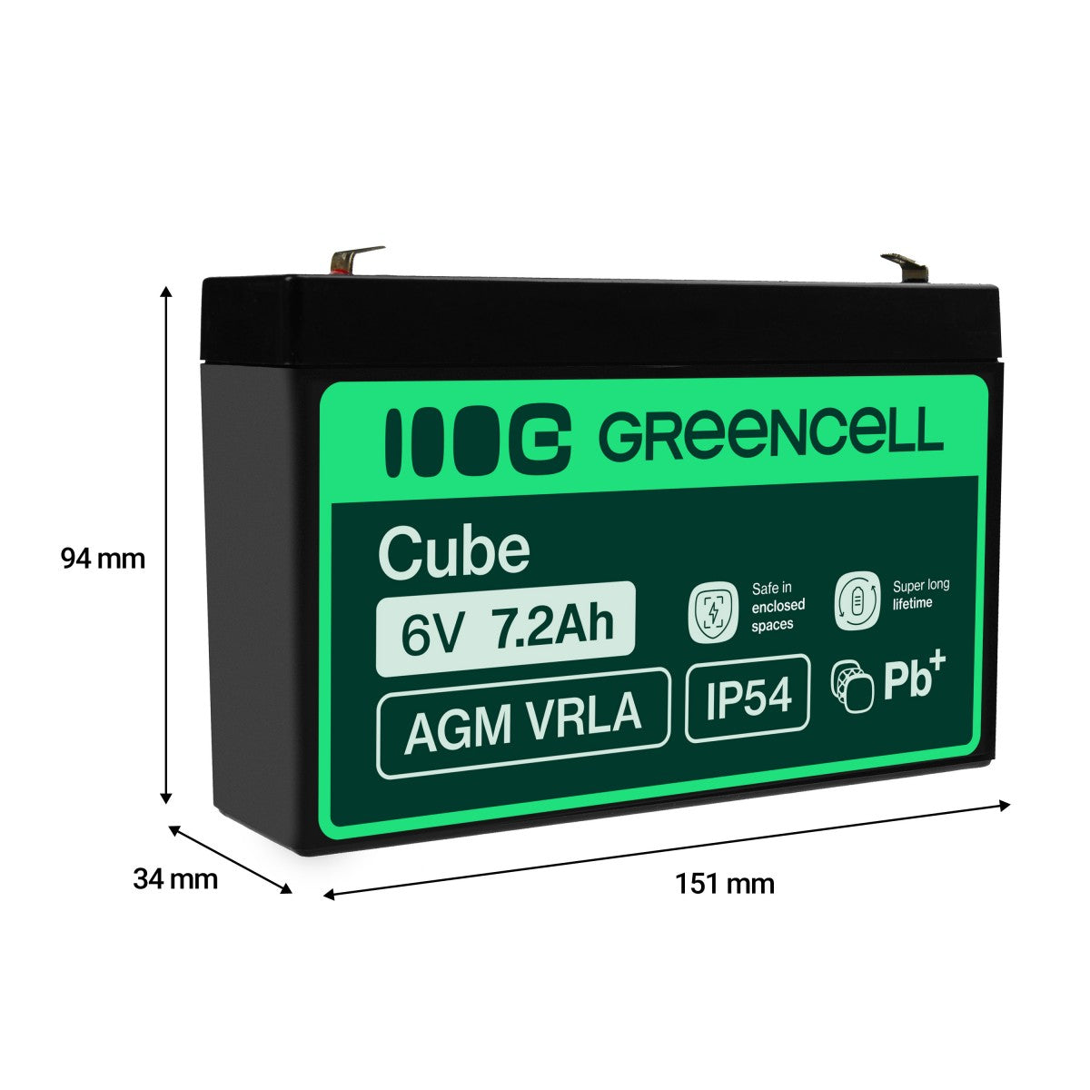 Green Cell Battery AGM VRLA 6V 7.2Ah - Battery - 7.200 mAh
