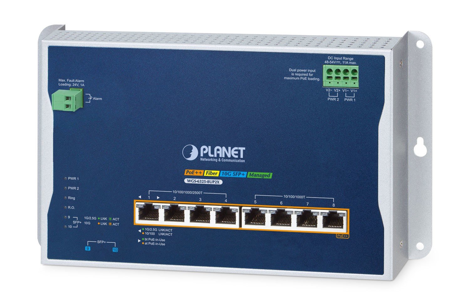 PLANET IP30 Industrial L3 4-Port 2.5G 802.3bt PoE+ - 4-Port Géré 2.5G Ethernet (100/1000/2500) Connexion Ethernet, supportant l'alimentation via ce port (PoE) A