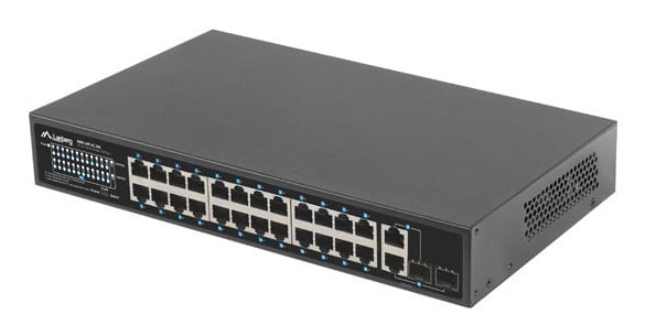 Lanberg RSFE-24P-2C-250 commutateur réseau Non-géré Gigabit Ethernet (10/100/1000) Connexion Ethernet, supportant l'alimentation via ce port (PoE) 1U Noir