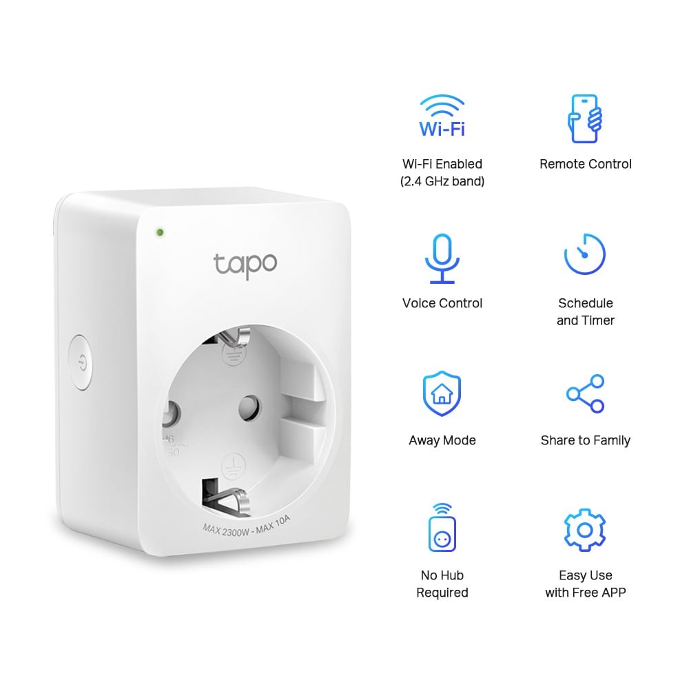 TP-LINK WiFi Smart Plug Wi-Fi 2.4G 1T1R BT Onboarding Tapo APP Alexa & Google assistant supported