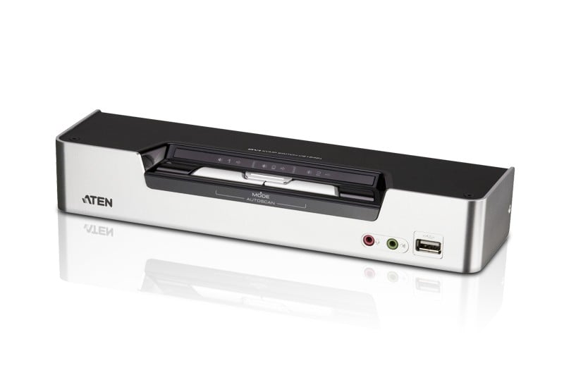 Commutateur KVMP™ deux affichages/audio DVI Dual Link USB 2 ports - 2560 x 1600 pixels - Ethernet/LAN - Grille de montage - 10,6 W - 1U - Noir - Argent