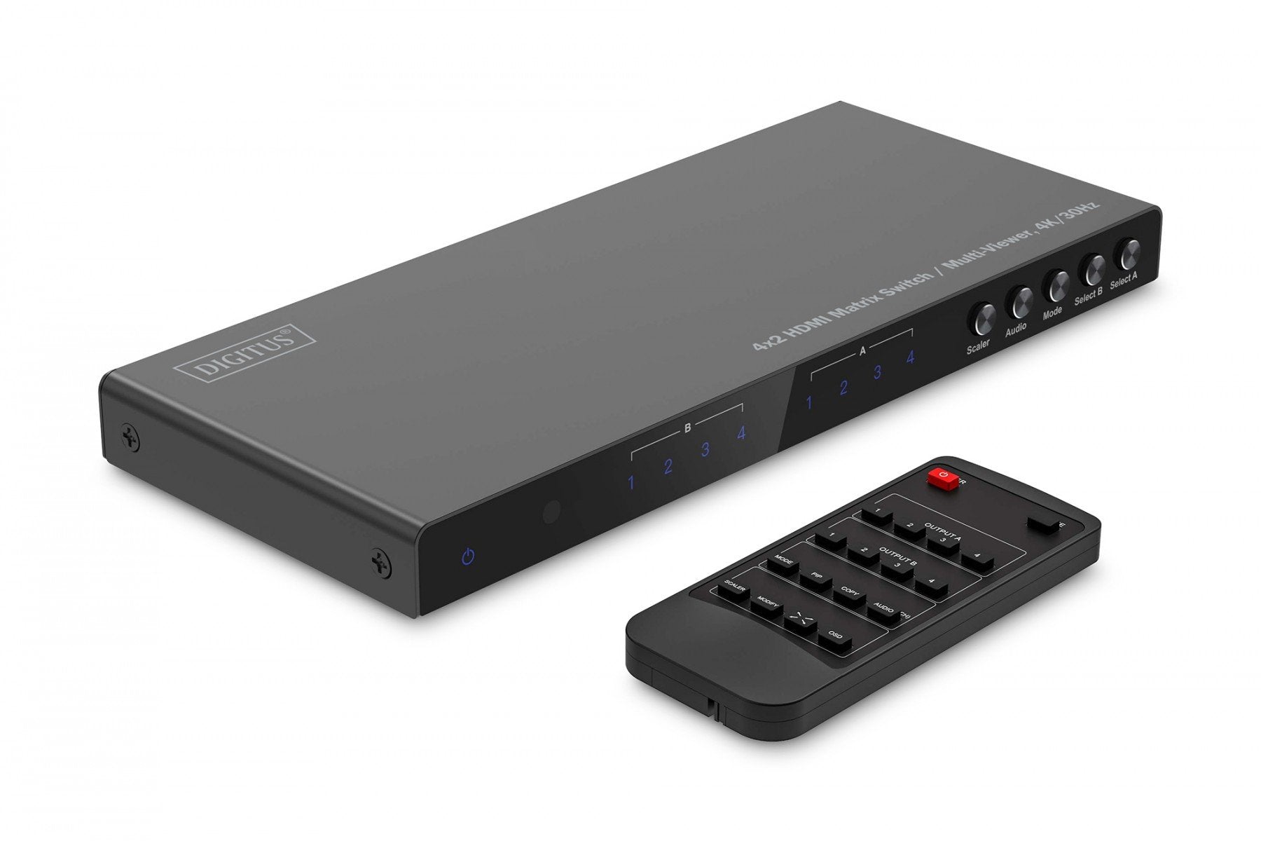Commutateur/Matrix HDMI 4/2 ports 4K/30Hz UHD HDCP 1.4 audio avec télécommande