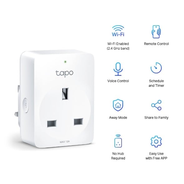 TP-LINK WiFi Smart Plug Wi-Fi 2.4G 1T1R BT Onboarding Tapo APP Alexa & Google assistant supported
