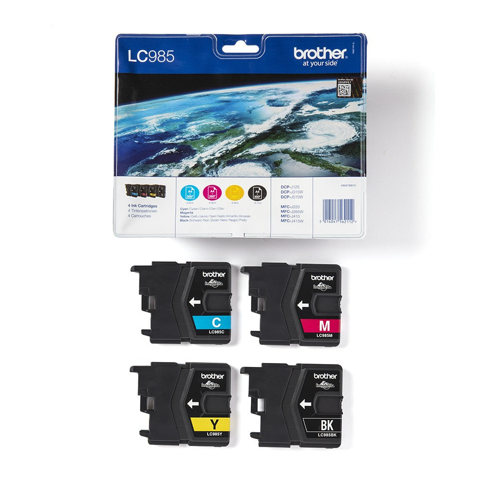Brother LC-985VALBPDR cartouche d'encre 4 piece(s) Original Noir, Cyan, Magenta, Jaune
