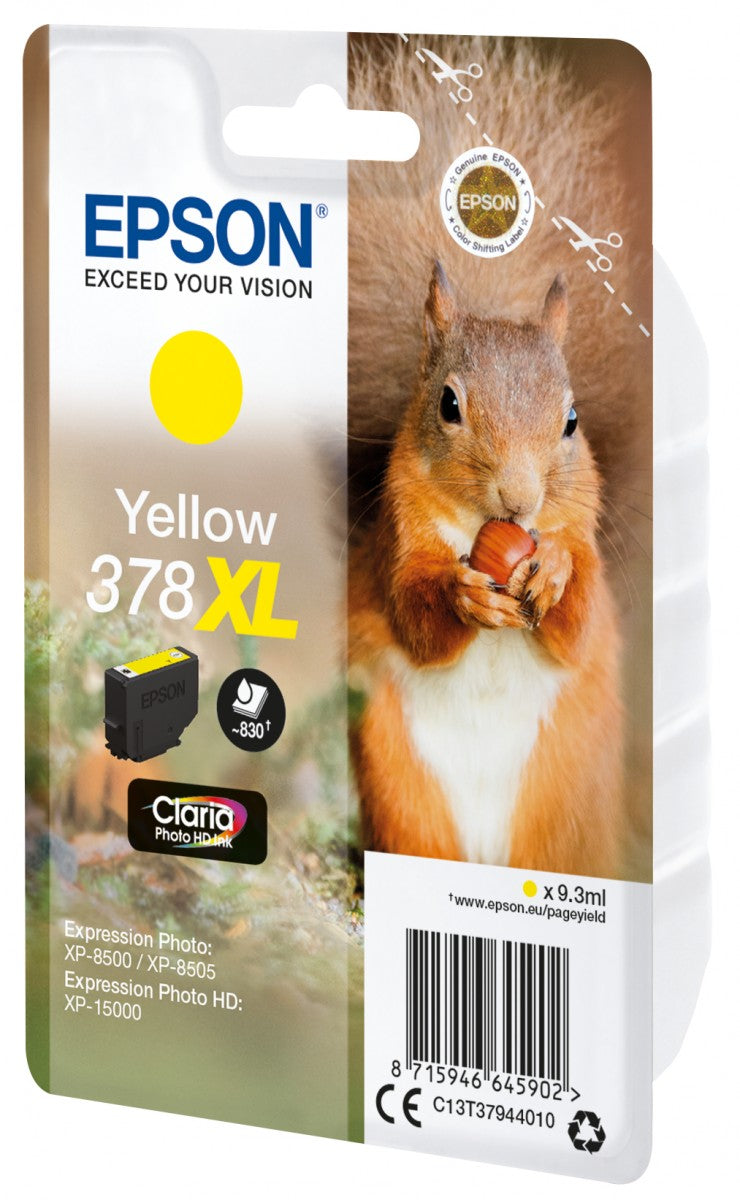 EPSON 4LB Singlepack Yellow 378XL Squirrel Clara Photo HD Ink