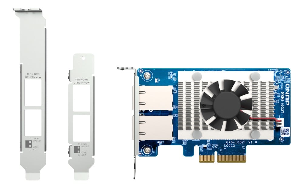 QNAP Dual-port BASET 10GbE network expansion card low-profile form factor PCIe Gen3 x4 Aquantia AQC107