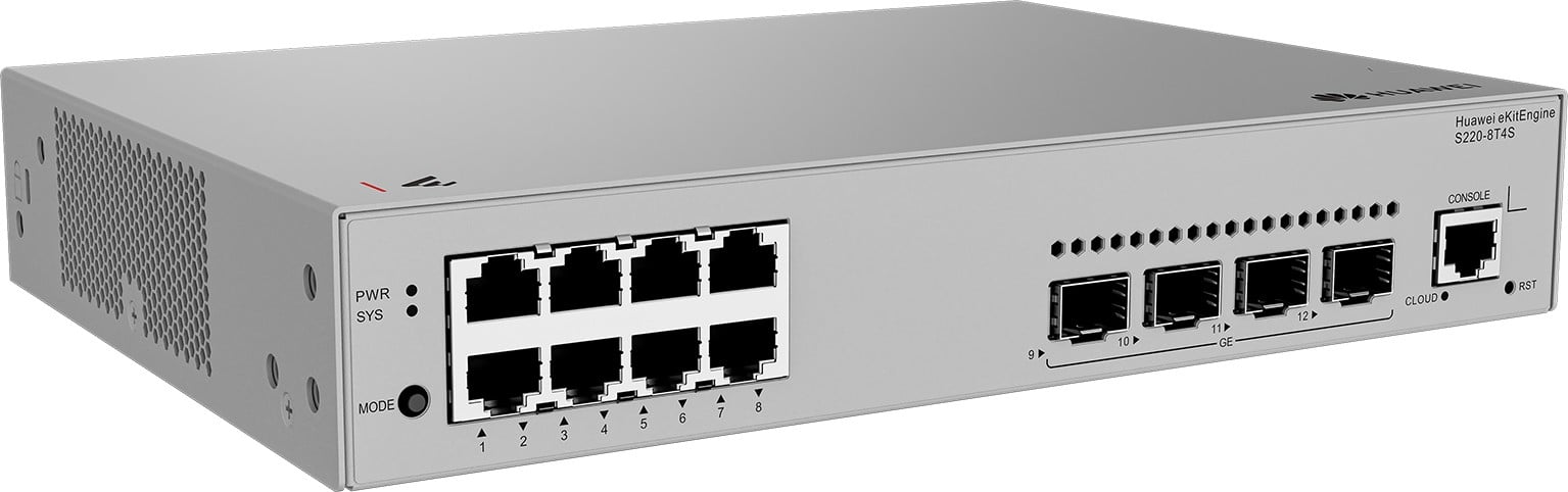 HUAWEI S220-8T4S 8x10/100/1000BASE-T ports 4xGE SFP ports AC power eKit