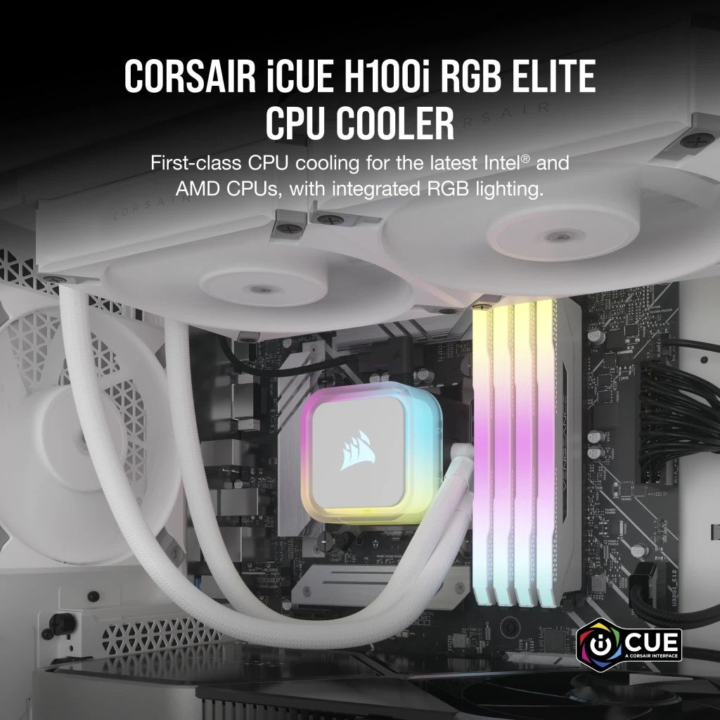 Corsair H100I Elite Processeur Refroidisseur de liquide tout-en-un 12 cm Blanc 1 piece(s)