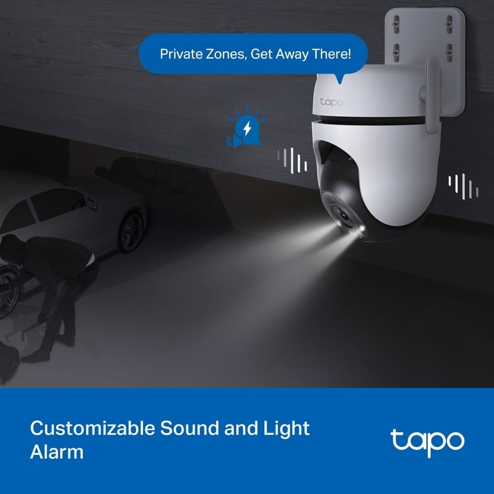 TP-LINK Outdoor Pan/Tilt Security Wi-Fi Camera 2K QHD 2560x1440 2.4GHz 2T2R 2x External Antennas 1x Ethernet Port