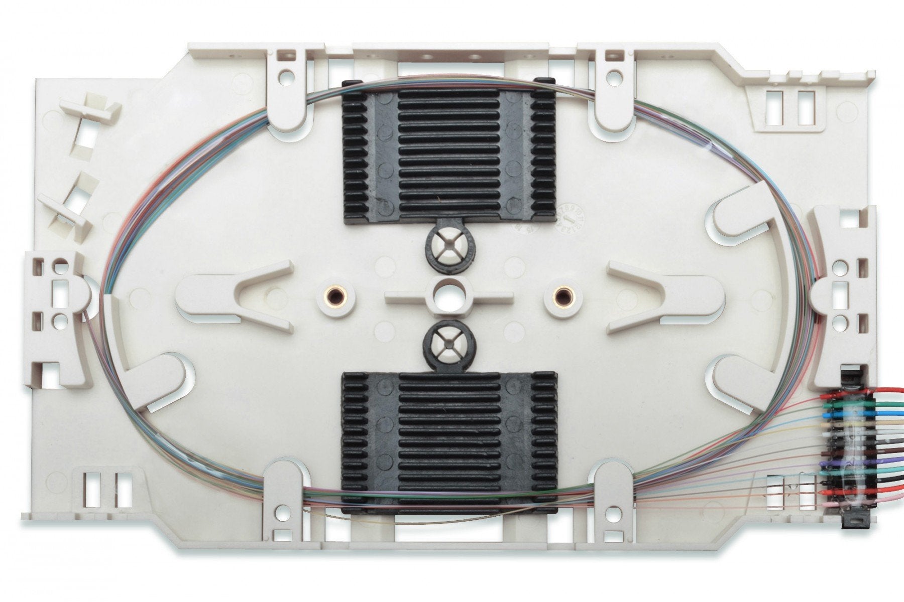 Plateau de fusion en fibre optique avec 12 pigtails SC colorés (UPC), MM OM3 50/125, 2 m, LSZH
