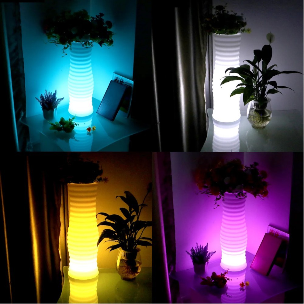 Techly I-LED FLOWERPOT Vase a fleurs avec éclairage LED RGB et télécommande