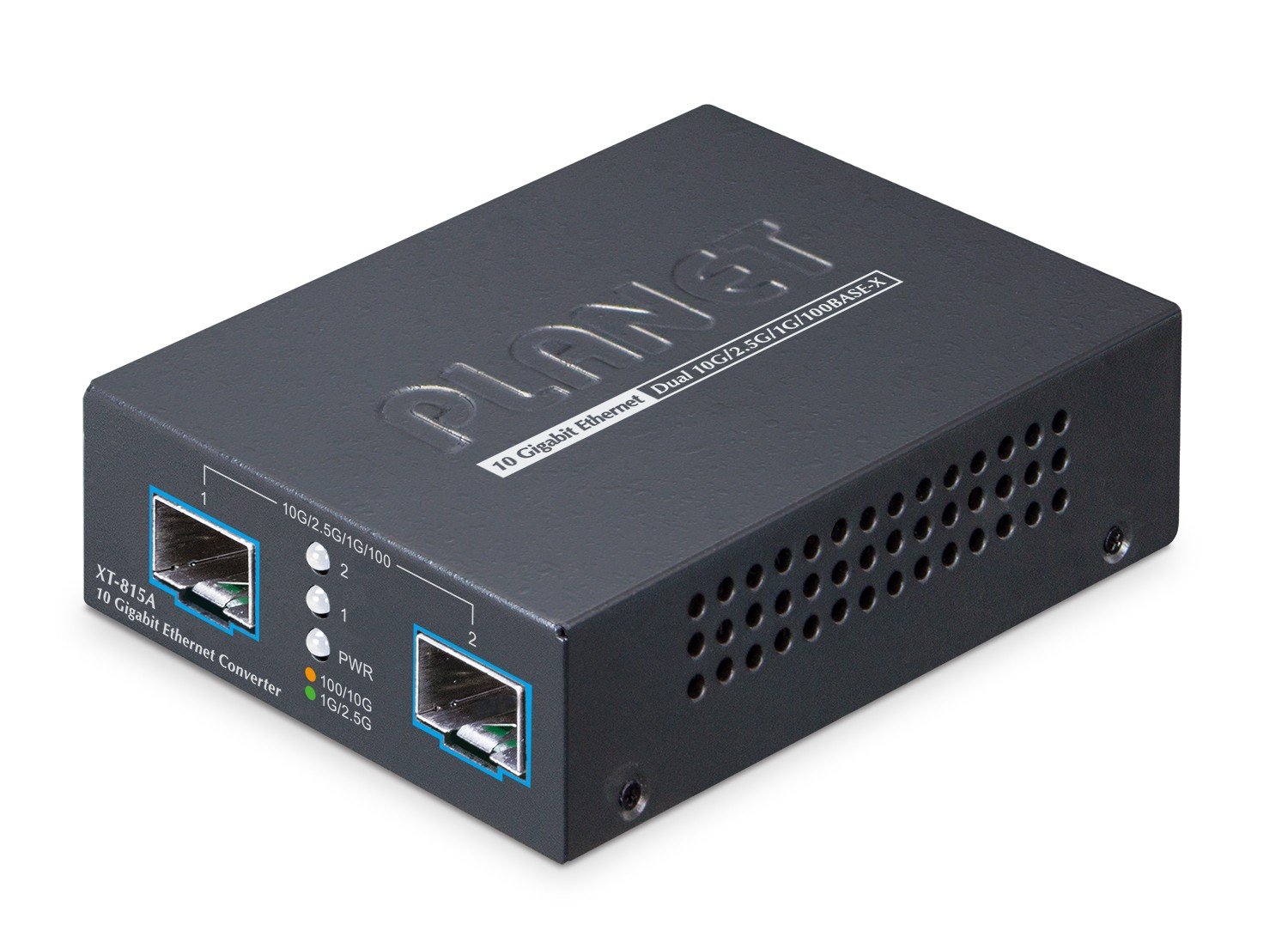 PLANET 2-Port 10G/2.5G/1G/100BASE-X convertisseur de support réseau Noir