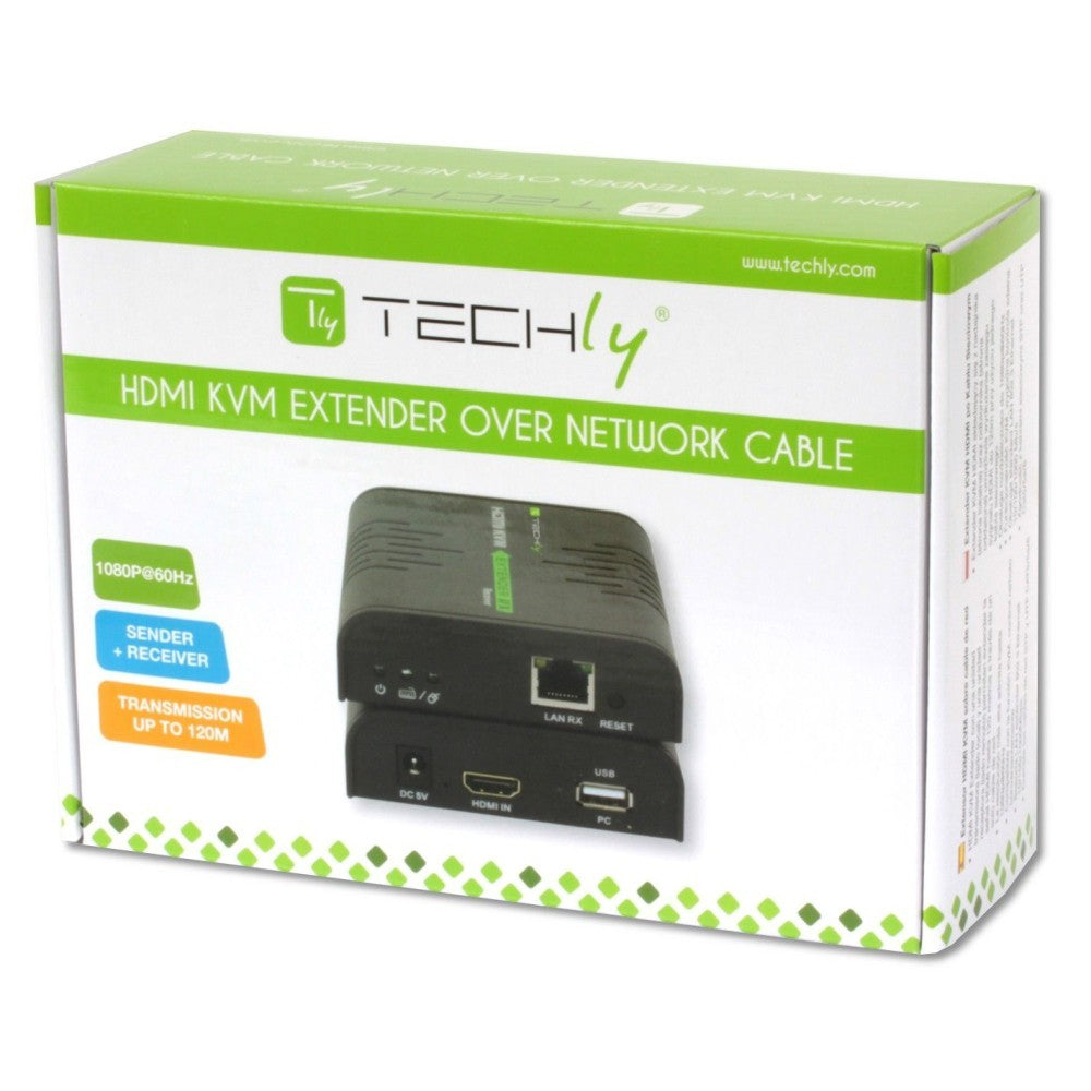 Techly IDATA HDMI-KVM2 Extendeur KVM HDMI/USB 1080p60Hz jusqu'a 120m sur câble Cat6