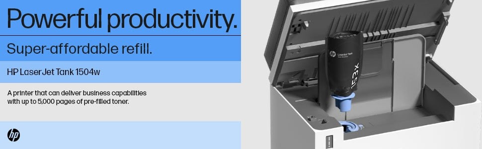 HP LaserJet Imprimante Tank 1504w - Noir et blanc - Imprimante pour Entreprises - Imprimer - Format compact  Éco-énergétique  Wi-Fi double fréquence - Laser - 6