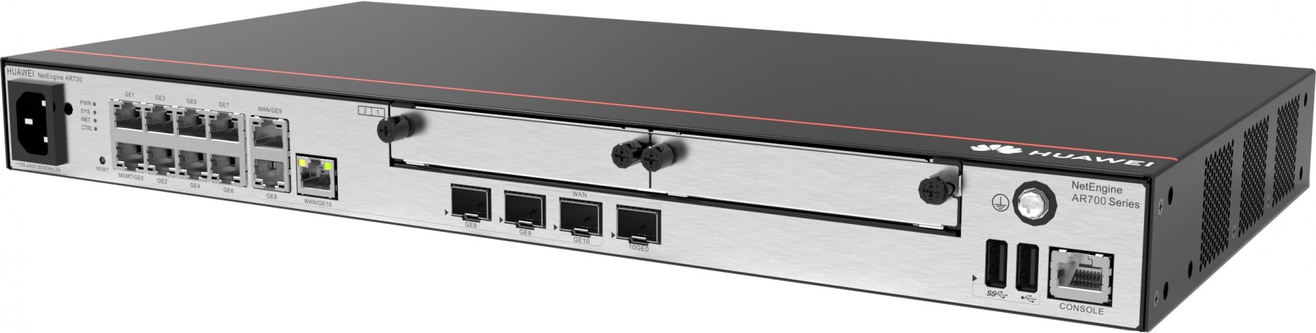 Huawei Router NetEngine AR730, 2*GE combo WAN, 1*10GE(SFP+) WAN, 8*GE LAN, 1*GE combo LAN, 2*USB 2.0, 2*SIC