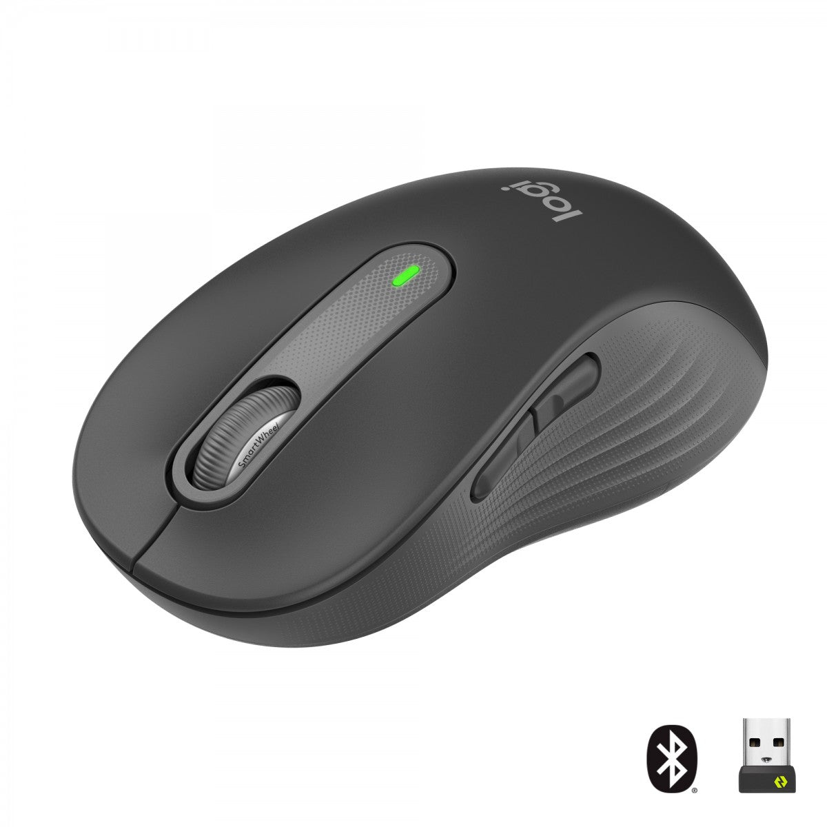 LOGITECH Signature M650 L Mouse large size optical 5 buttons wireless Bluetooth 2.4 GHz Bolt USB receiver graphite