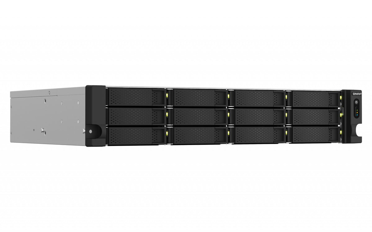 QNAP TS-1264U-RP-8G 2U 12-Bay rackmount NAS Intel Celeron N5095 quad-core 8Go onboard not expandable 12x3.5/2.5 SATA 2x300W r PS