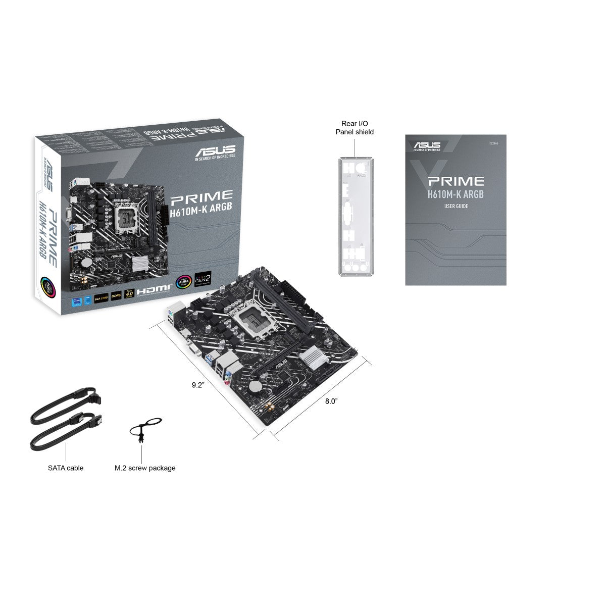 ASUS PRIME H610M-K ARGB LGA 1700 2DDR5 microATX 4xSATA MB 1xHDMI 2.1 1xD-Sub 1xM.2