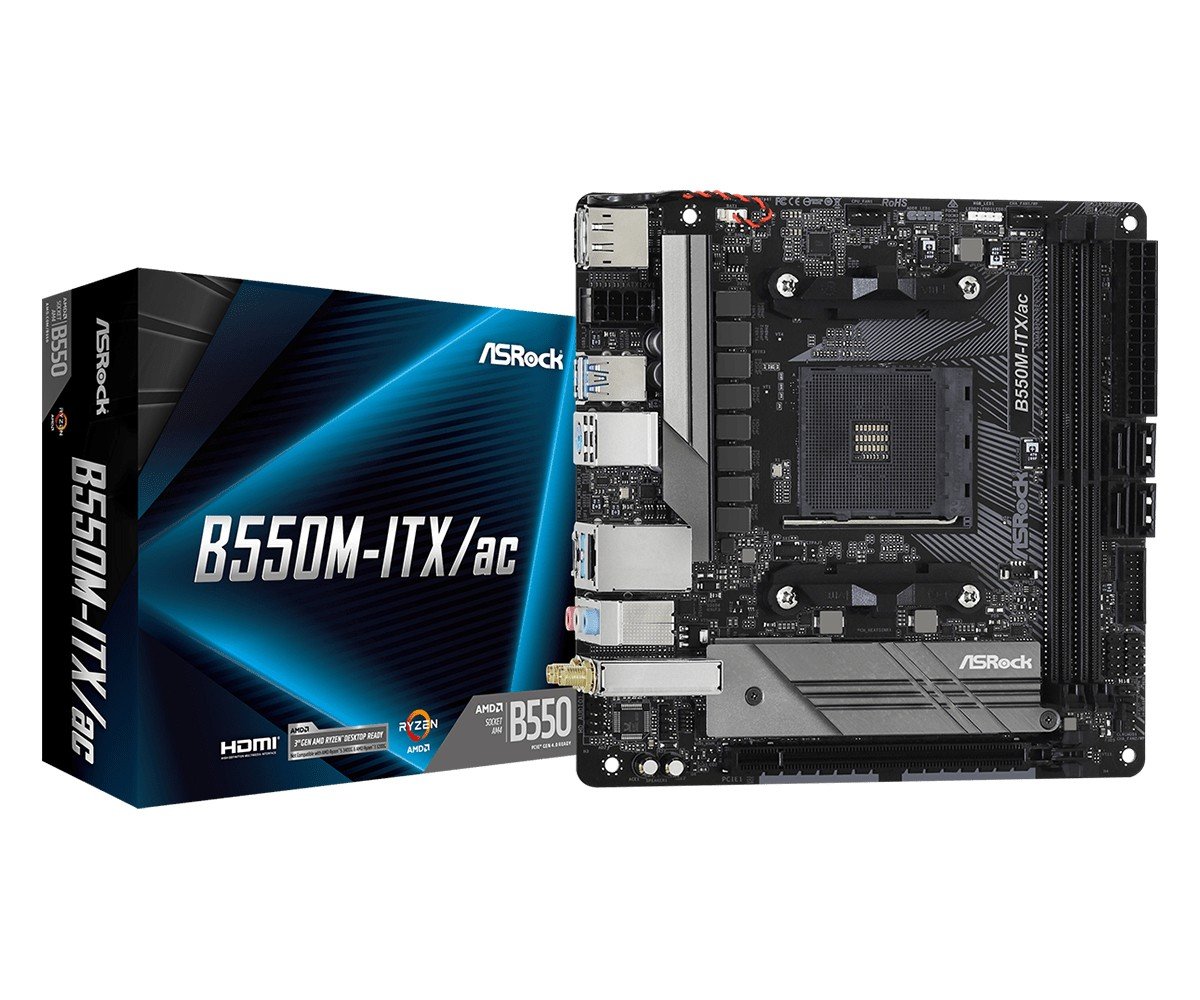 ASRock 90-MXBDH0-A0UAYZ Carte mere B550M ITX avec support AMD Ryzen et Wi-Fi 5