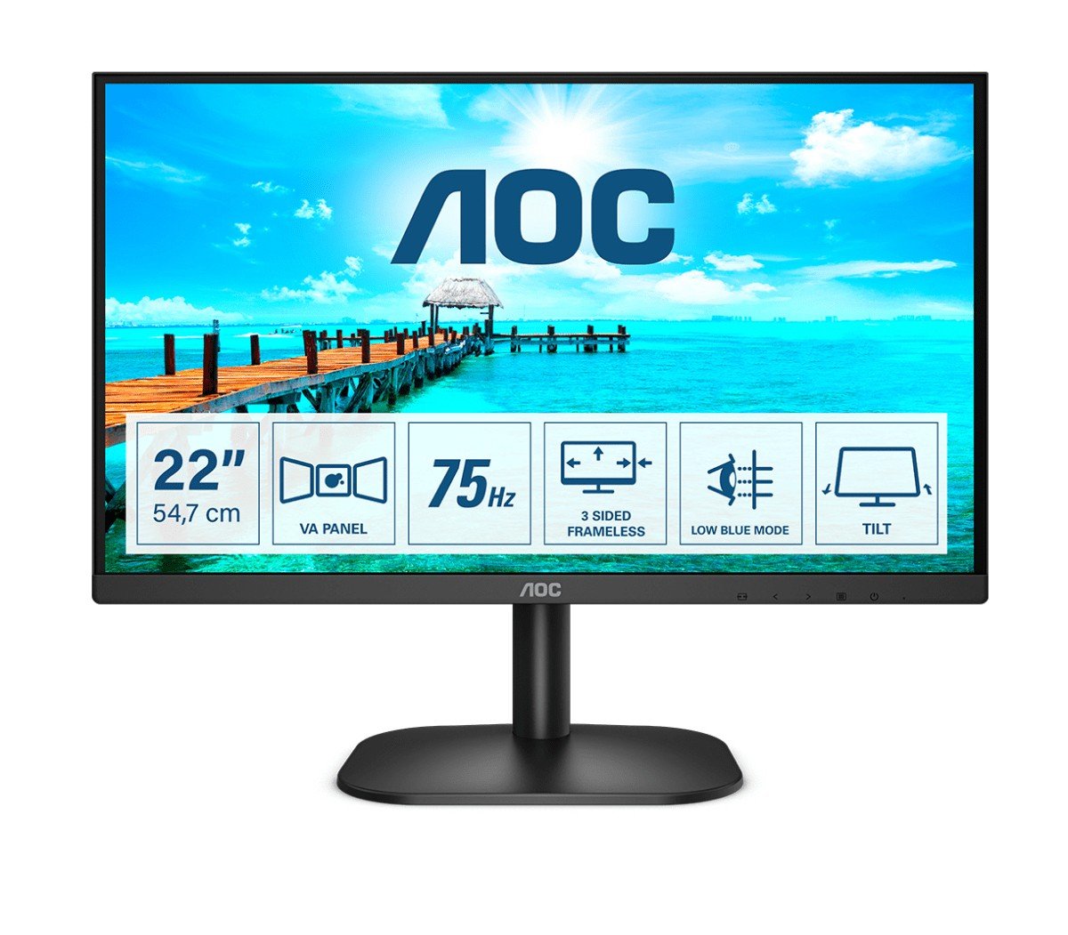 "AOC B2 22B2H écran plat de PC 54,6 cm (21.5"") 1920 x 1080 pixels Full HD LED Noir"