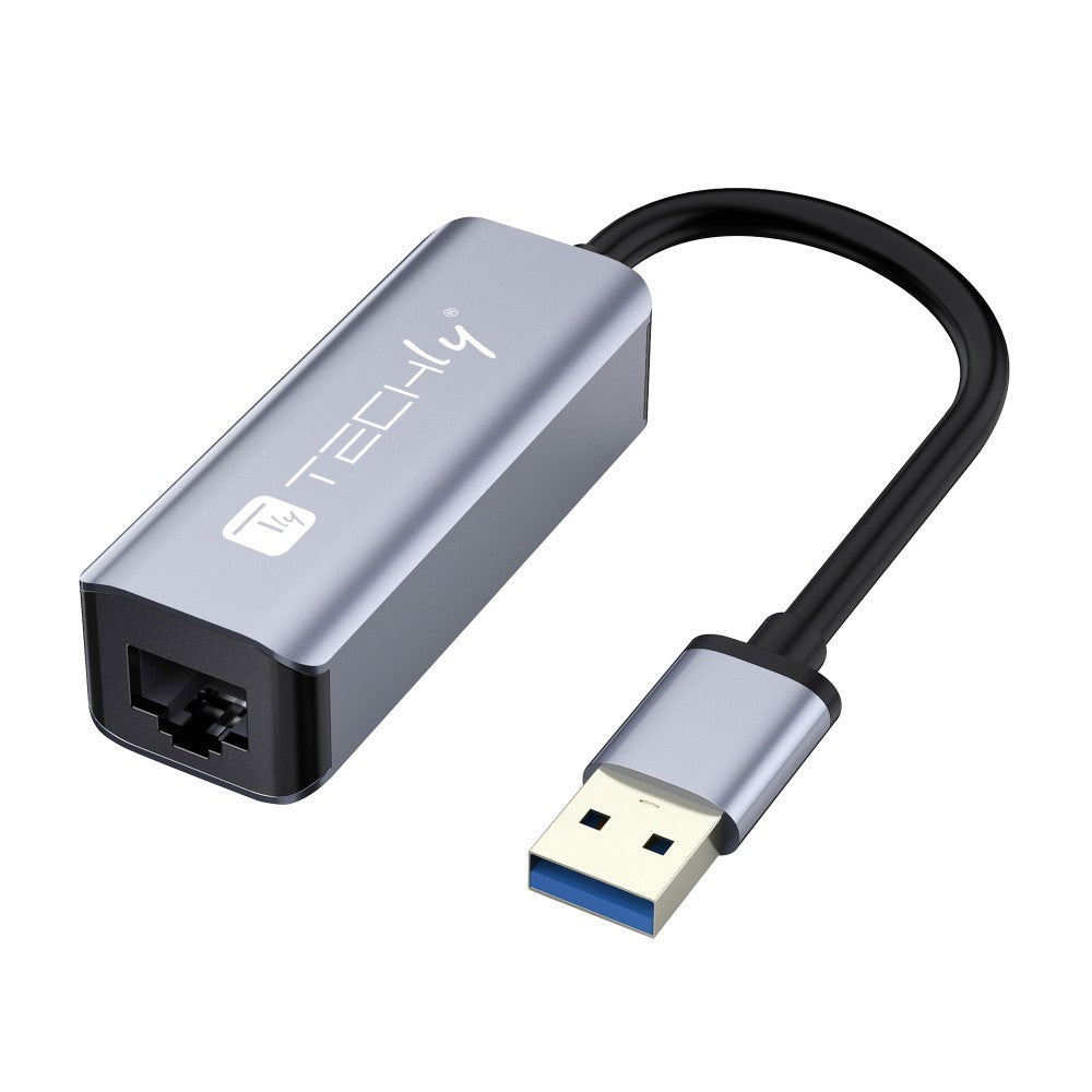 Techly IDATA USB-ETGIGA-AA Carte réseau/Adaptateur USB-A 3.0 vers RJ45 Gigabit