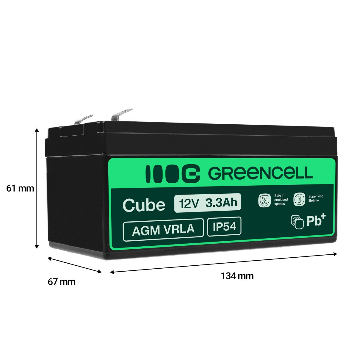 Green Cell AGM Battery 12V 3.3Ah - Battery - Mignon (AA)