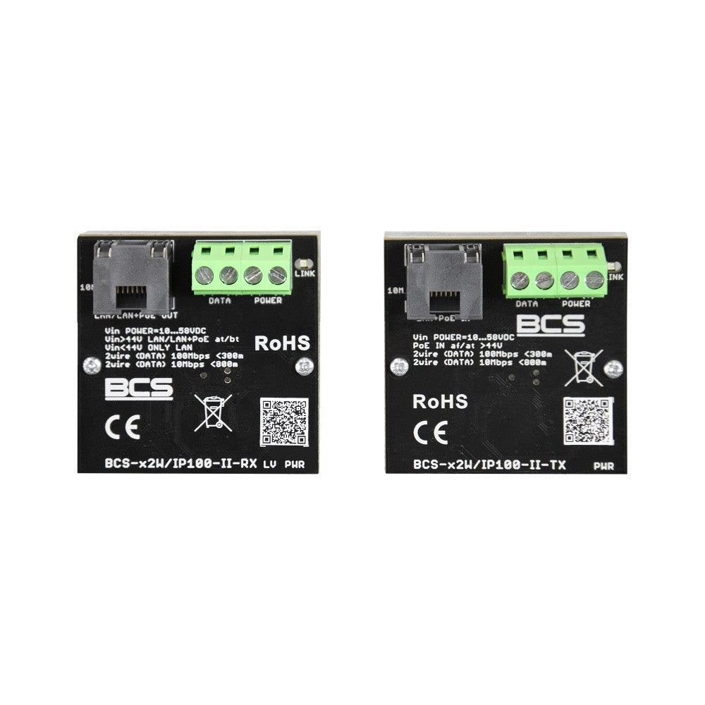BCS BCS-X2W/IP100-II Convertisseur Ethernet PoE actif 100Mbps pour 300m