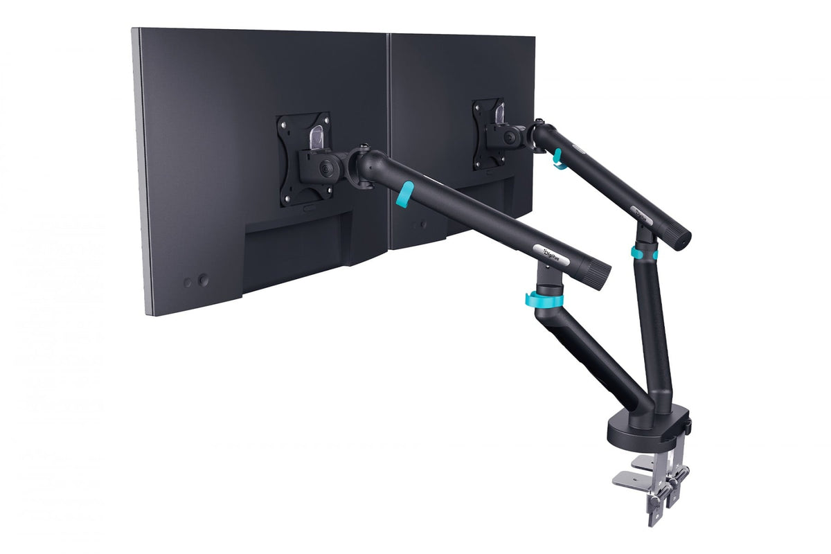 "Digitus DA-90471 Bras de bureau double avec pince et ressort mécanique | 2x LCD max. 35"" 2x10kg | VESA : 75x75, 100x100 | Noir"
