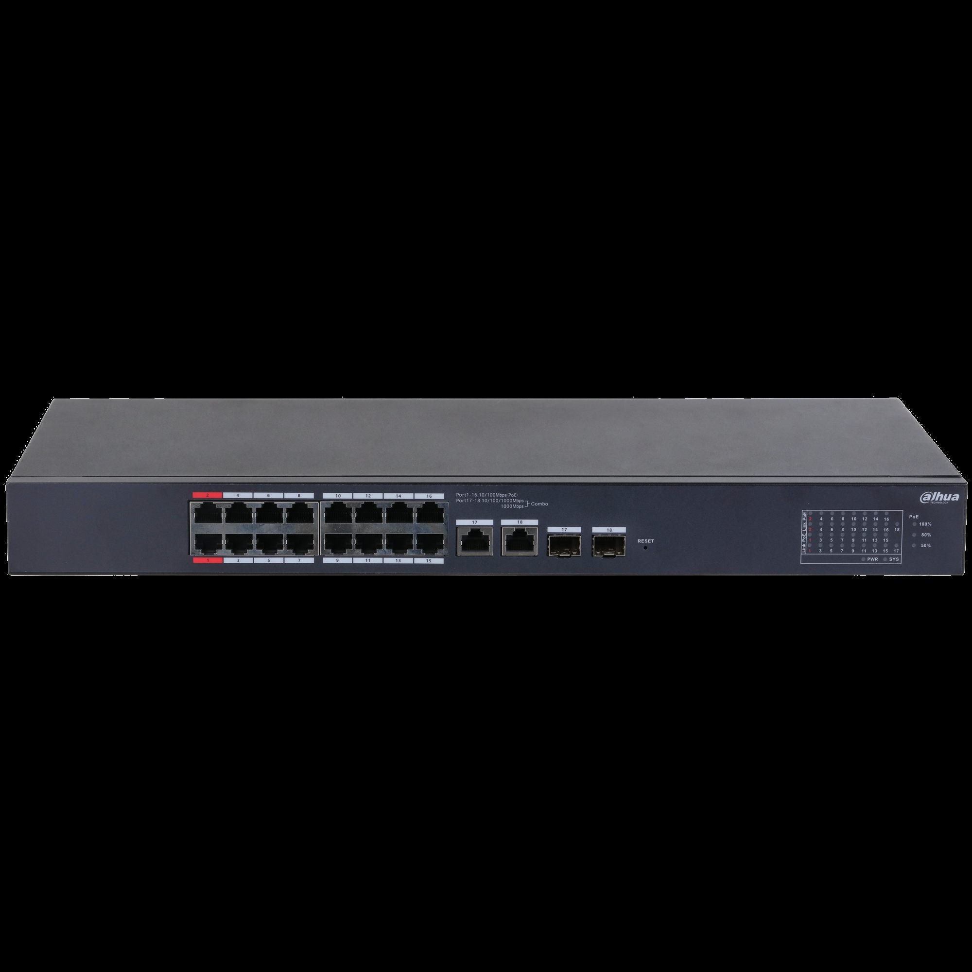 Dahua CS4218-16ET-240 Commutateur de bureau géré dans le cloud 18 ports avec 16 ports PoE