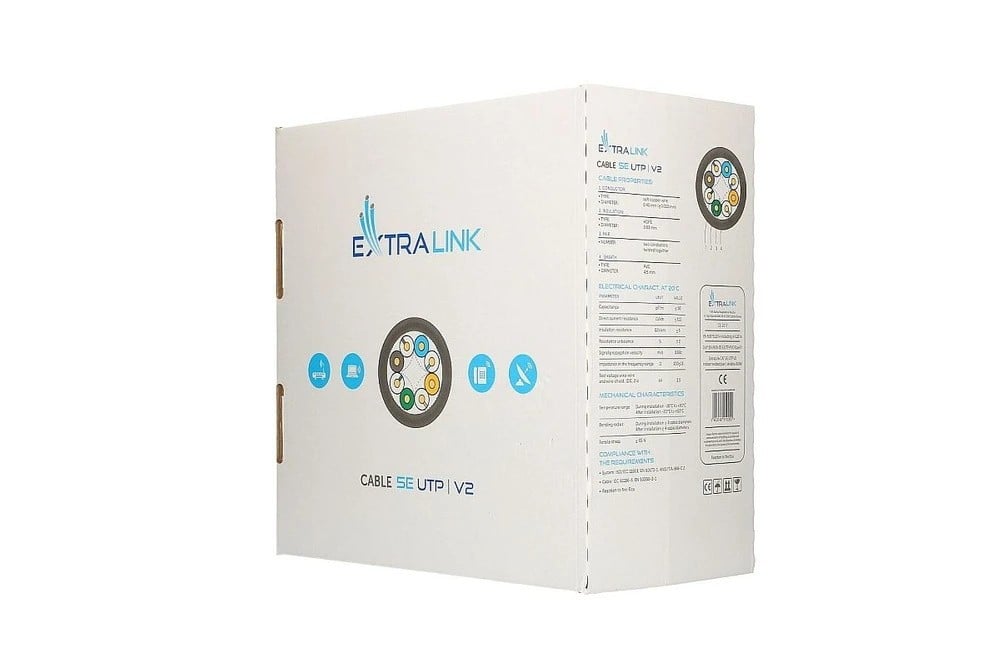 Extralink CAT5E UTP (U/UTP) V2 INDOOR TWISTED PAIR 100M câble de réseau Gris U/UTP (UTP)