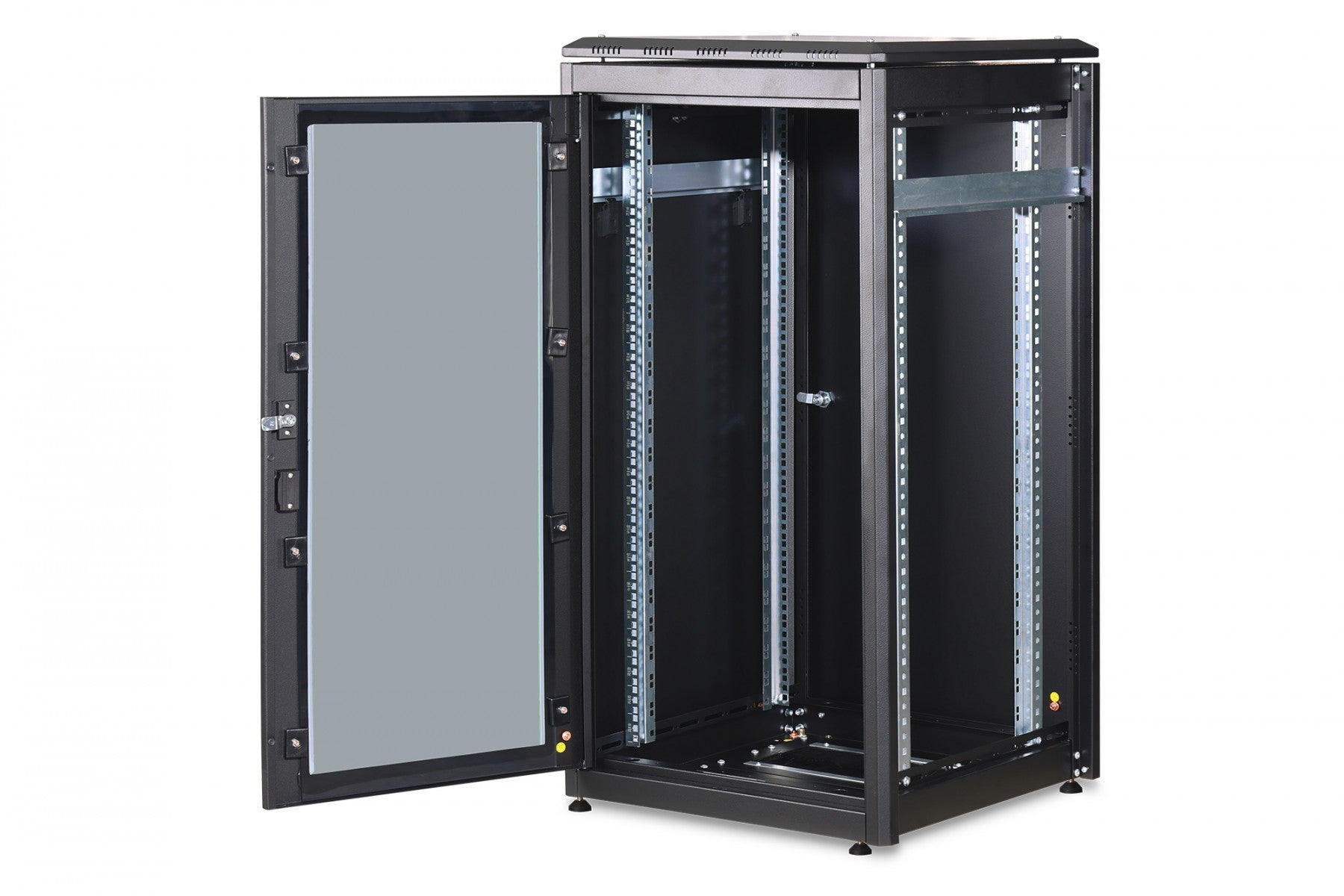 "Armoire réseau debout Unique 19"" 22U rack 600x600, porte avant en verre, noir, 800kg 1164x600x600 mm, couleur noire (RAL 9005)"