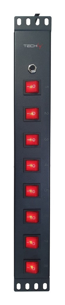 "Techly I-CASE STRIP-815I Barre de Rack 19"" 1.5U, 8x prises UNEL a l'arriere, 8x interrupteur a l'avant"