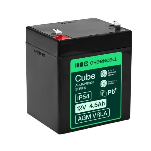 Batterie sans entretien Green Cell AGM VRLA 12V 4.5Ah pour caisses enregistreuses, jouets, caméras (90x70x106mm)