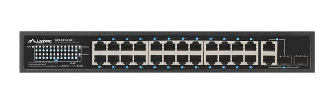 Lanberg RSFE-24P-2C-250 commutateur réseau Non-géré Gigabit Ethernet (10/100/1000) Connexion Ethernet, supportant l'alimentation via ce port (PoE) 1U Noir