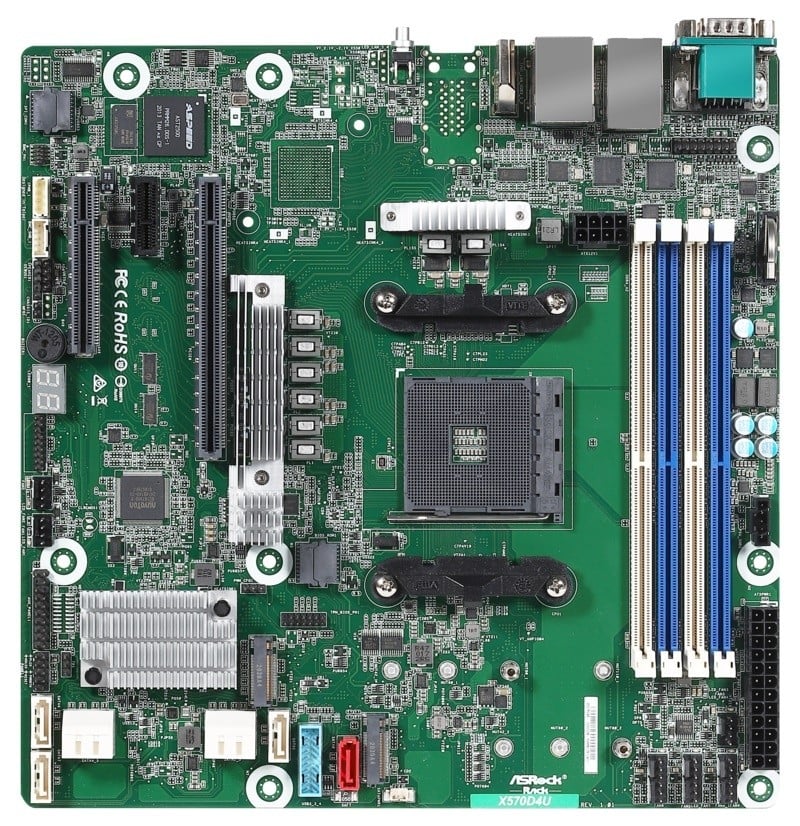 ASRock X570D4U, 1xSKT AM4, AMD Ryzen, X570, SATA, 2xM.2, 2xGbE, IPMI