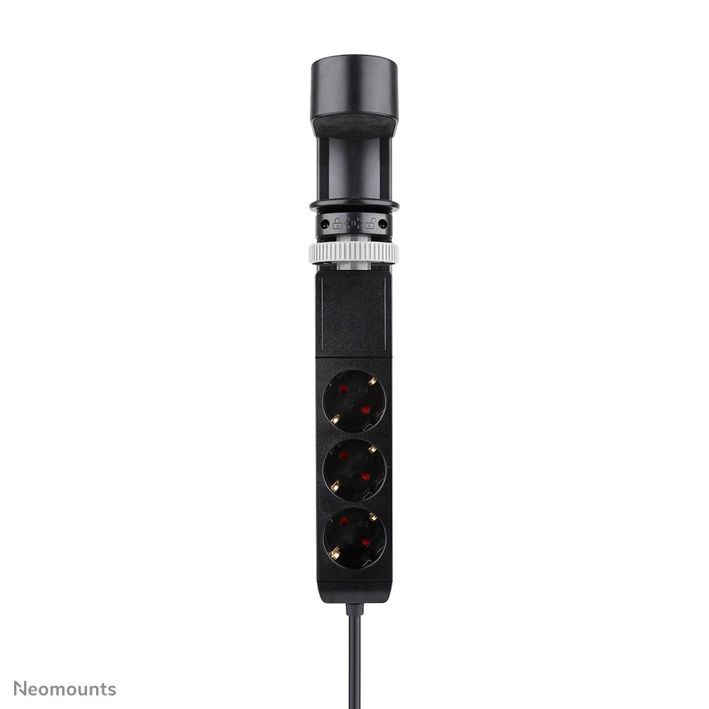 NEOMOUNTS VOLT Desk Clamp socket with Quick-charge USB Ports clamp 0-50mm 3x type-F 230V 1x USB-A 18W 2x USB-C 20W