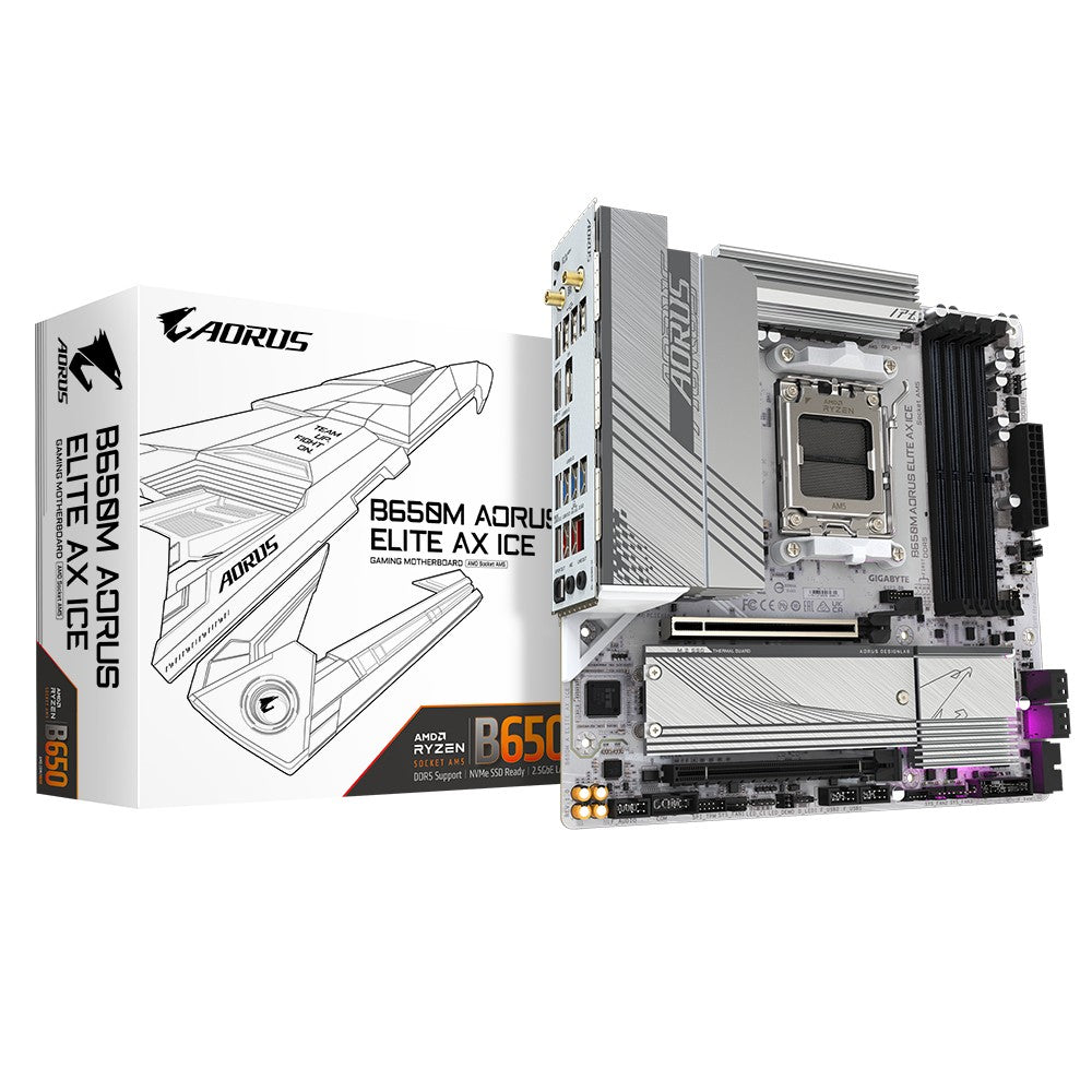 GIGABYTE B650M AORUS ELITE AX ICE carte mere AMD B650 Emplacement AM5 micro ATX