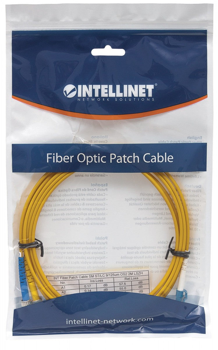 Intellinet 474016 câble de fibre optique 1 m LC ST OS2 Jaune
