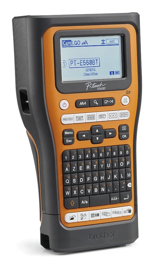 Brother PT-E560BTVP imprimante pour étiquettes Transfert thermique 180 x 180 DPI 20 mm/sec Avec fil &sans fil HSE/TZe Bluetooth QWERTZ