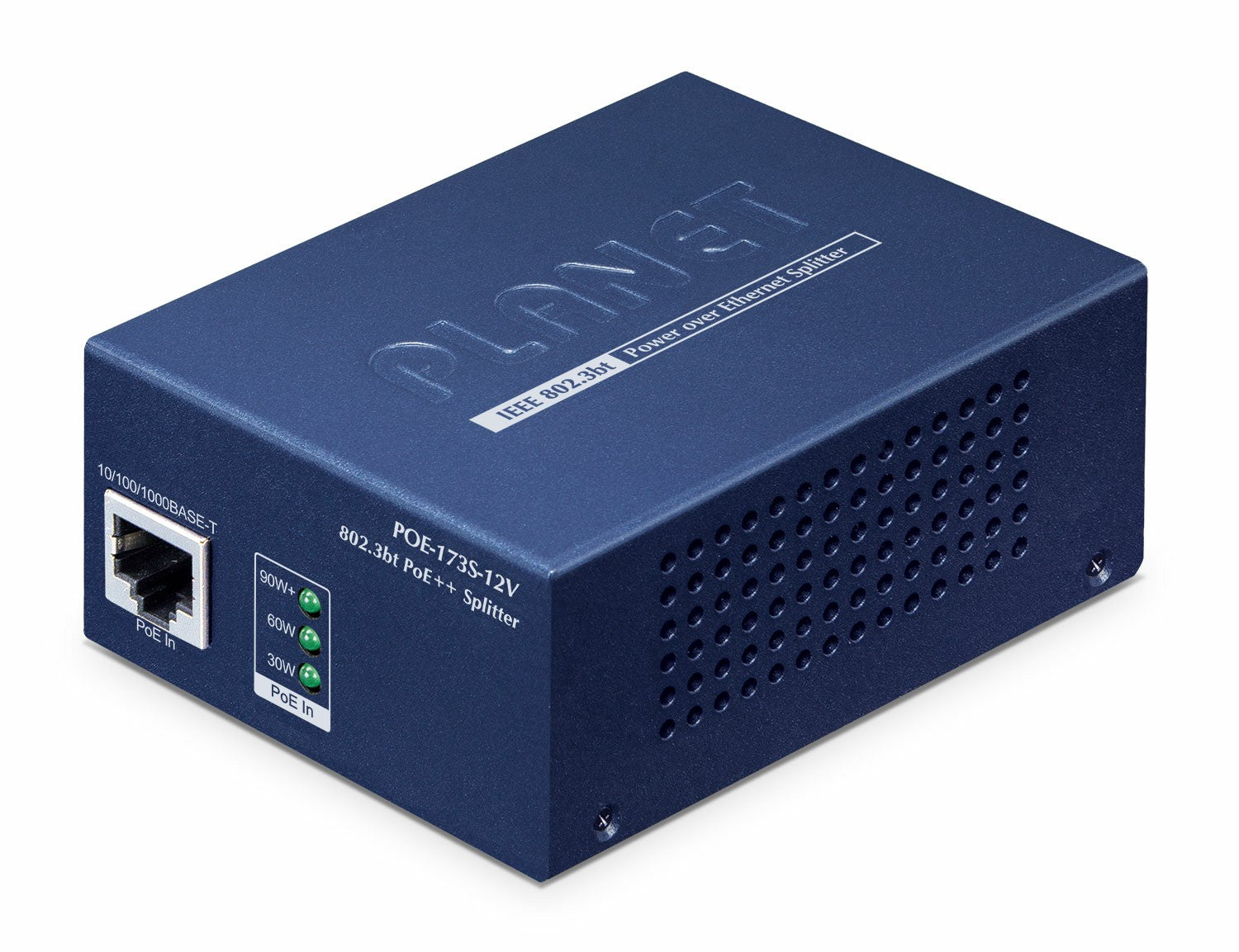 PLANET POE-173S-12V séparateur voix-données Connexion Ethernet, supportant l'alimentation via ce port (PoE) Bleu