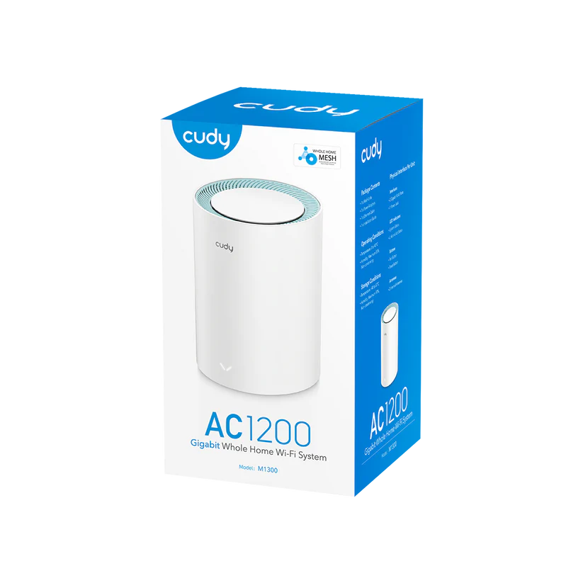 Cudy M1300 1-PACK systeme Wi-Fi maillé Bi-bande (2,4 GHz / 5 GHz) Wi-Fi 5 (802.11ac) Blanc 2 Interne