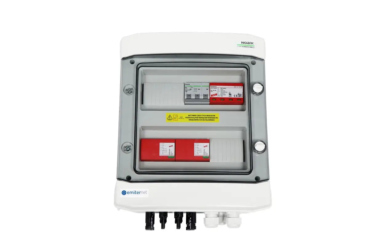 EMITER EM-214_DCAC Tableau de distribution DCAC, IP65, SPD DC Dehn 1000V type 1+2, 2 x chaîne PV, 2 x MPPT, SPD AC Dehn type 1+2, 20A 3-F