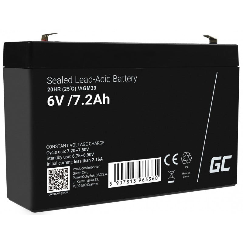 Green Cell Battery AGM VRLA 6V 7.2Ah - Battery - 7.200 mAh