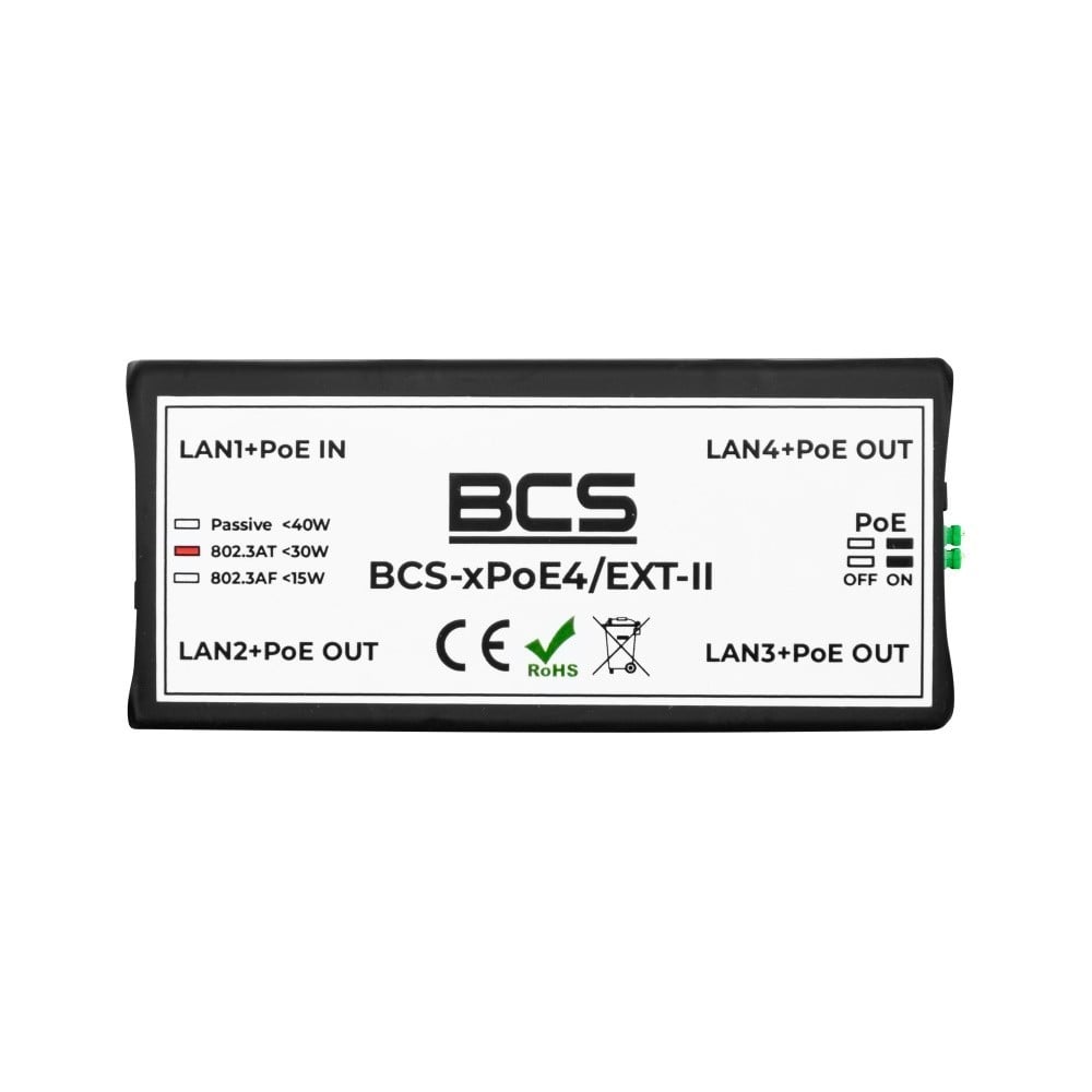 BCS BCS-xPoE4/EXT-II Extenseur PoE non géré pour réseau