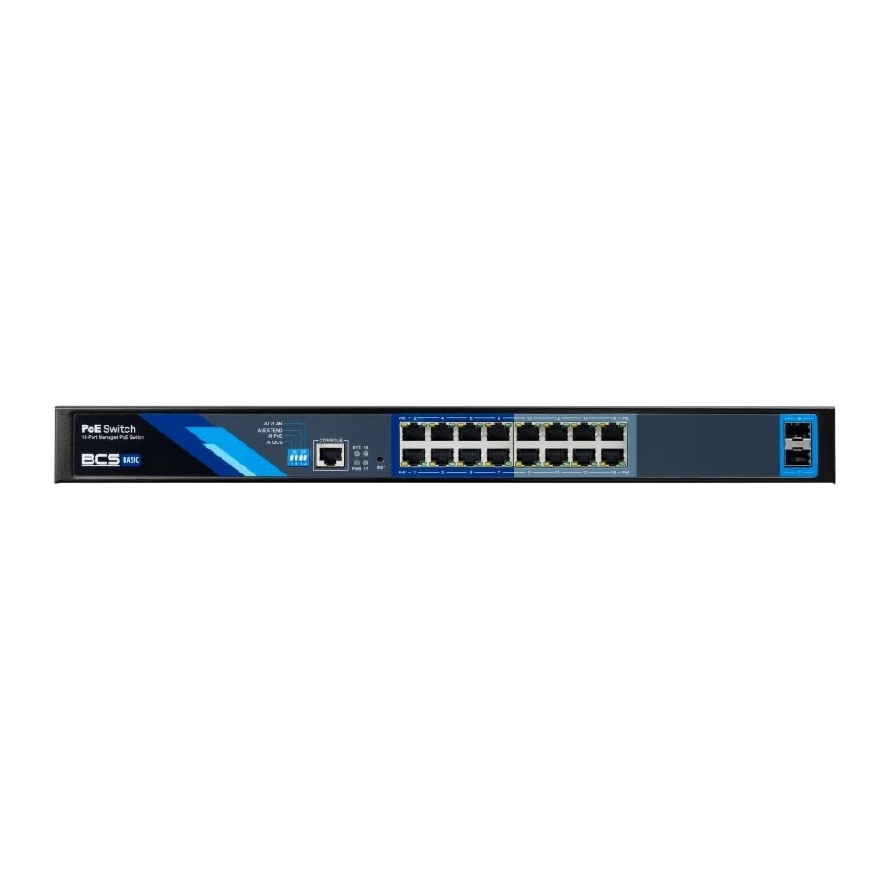 BCS BCS-B-SP16G-2SFP-M Commutateur PoE géré 16 ports 1Gbps avec uplink SFP 150W