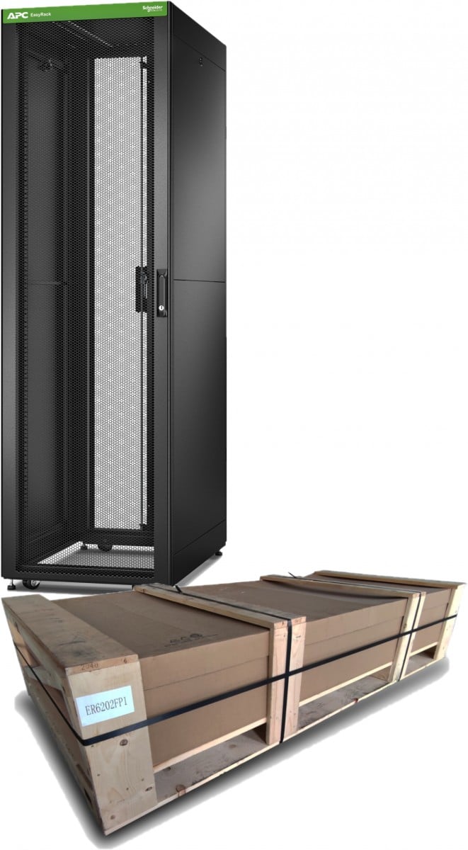 APC Easy Rack 600mm/42U/1000mm with Roof/Side panel/castors/feet and 4 Brackets No Bottom black