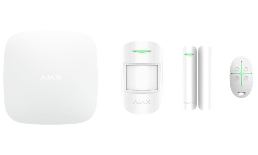 Ajax Systems 38168.56.WH1 Systeme d'alarme sans fil StarterKit (Hub + capteur de mouvement PIR + capteur magnétique + télécommande) blanc