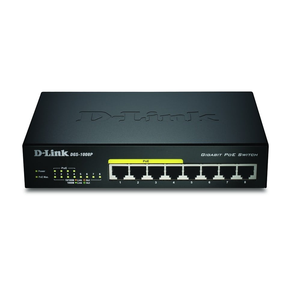 D-LINK Switch gigabit ethernet non admin 8 ports 10/100/1000Mbps dont 4 PoE