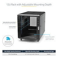 12U 36in Knock-Down Server Rack Cabinet