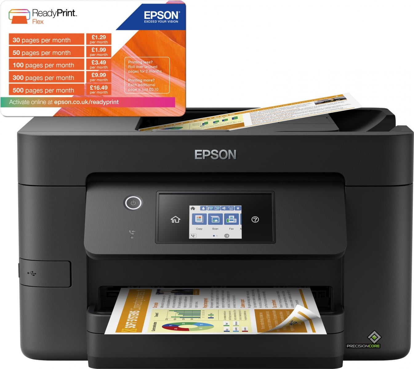EPSON WorkForce Pro WF-3820DWF MFP colour ink-jet A4 21ppm print 250 sheets USB 2.0 LAN Wi-Fi USB host